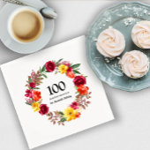 100th Birthday Party Red Orange Yellow Fall Floral Serviette
