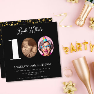 100th Birthday Photo Invitation | Number Collage Einladung