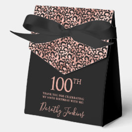 100th Birthday Rose Gold Leopard Print Thank You  Geschenkschachtel