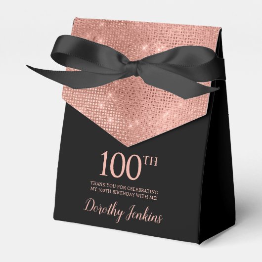 100th Birthday Rose Gold Thank You Favor Box Geschenkschachtel (Vorderseite)