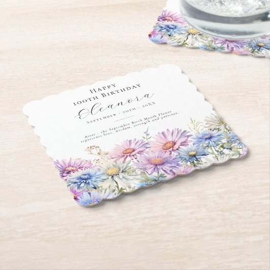 100th Birthday September Birth Flower Custom Untersetzer (angewinkelt)