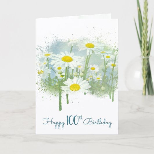100th Birthday White Daisy Garden Karte (Vorderseite)