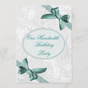 100th Damast und Bogen-Geburtstags-Party Einladung