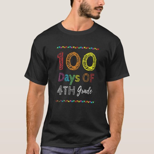 100th Day Kids Gift 100 Days Of 4th Grade 100 Days T-Shirt (Vorderseite)