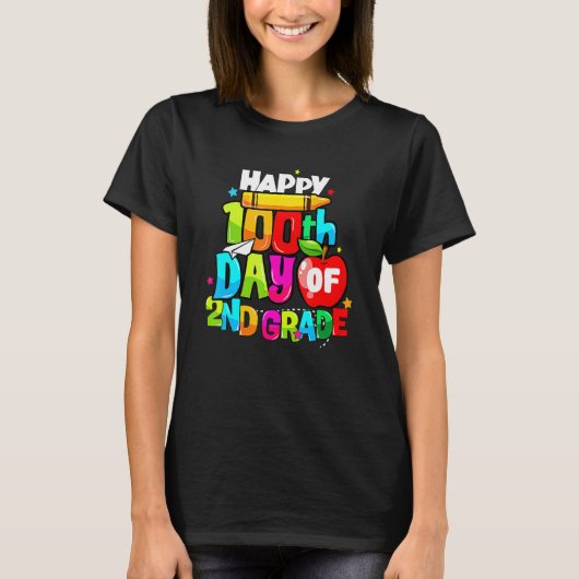 100th Day Of 2nd Grade Teacher Kids Happy 100 Days T-Shirt (Vorderseite)