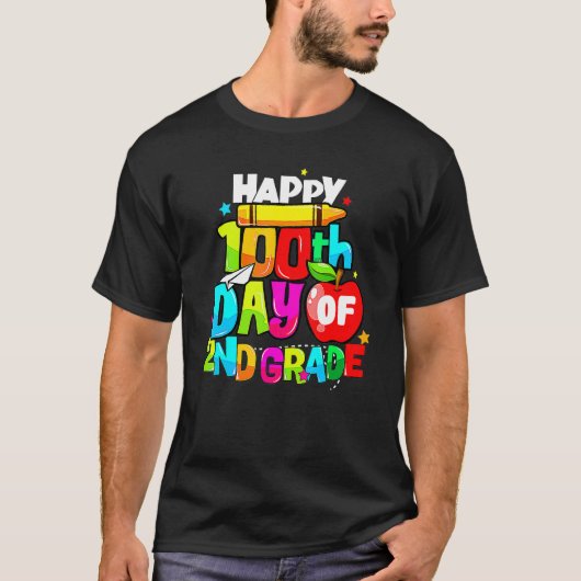 100th Day Of 2nd Grade Teacher Kids Happy 100 Days T-Shirt (Vorderseite)