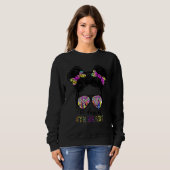 100th Day Of 4th Grade Girls Messy Bun Hair 100 Da Sweatshirt (Vorne ganz)
