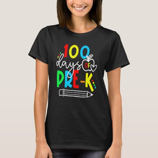 100th Day Of Pre K Funny 100 Days School Teachers T-Shirt (Vorderseite)