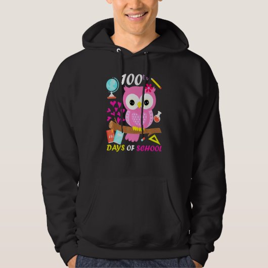 100th Day Of School 100 Days Smarter Cute Owl Love Hoodie (Vorderseite)
