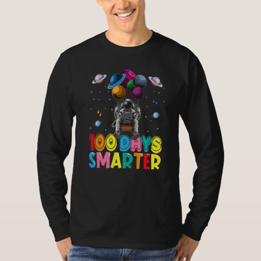 100th Day Of School 100 Days Smarter Space Astrona T-Shirt (Vorderseite)