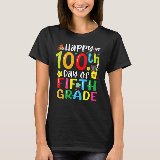 100th Day Of School 5th Fifth Grade Teacher Studen T-Shirt (Vorderseite)