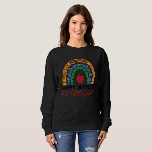 100th Day Of School 5th Grade Teacher Boho Rainbow Sweatshirt (Vorne ganz)