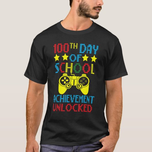 100th Day Of School Achievement Unlocked Gaming    T-Shirt (Vorderseite)