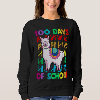 100th Day Of School Animal llama Lover Happy 100th Sweatshirt