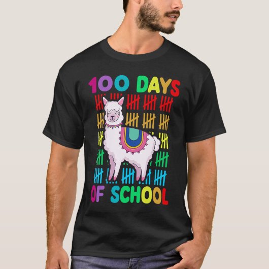 100th Day Of School Animal llama Lover Happy 100th T-Shirt (Vorderseite)