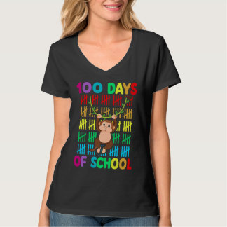 100th Day Of School Animal Monkey  Happy 100th Day T-Shirt
