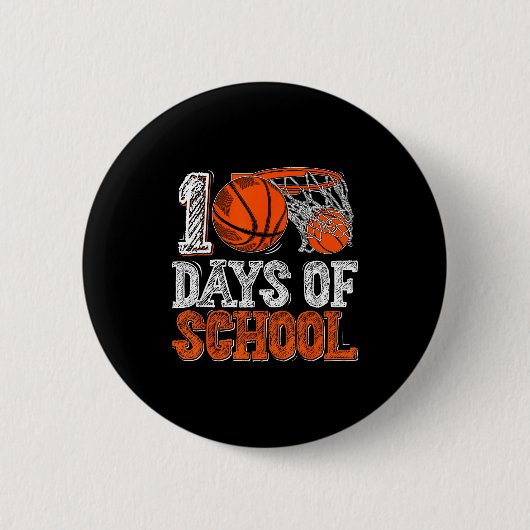 100th Day Of School Basketball Kids 100 Days Of Sc Button (Vorderseite)