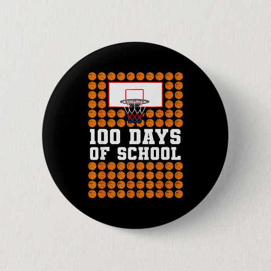 100th Day Of School Basketball Kids 100 Days Of Sc Button (Vorderseite)