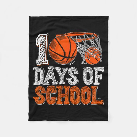 100th Day Of School Basketball Kids 100 Days Of Sc Fleecedecke (Vorderseite)