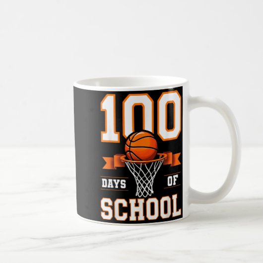 100th Day Of School Basketball Kids 100 Days Of Sc Kaffeetasse (Rechts)