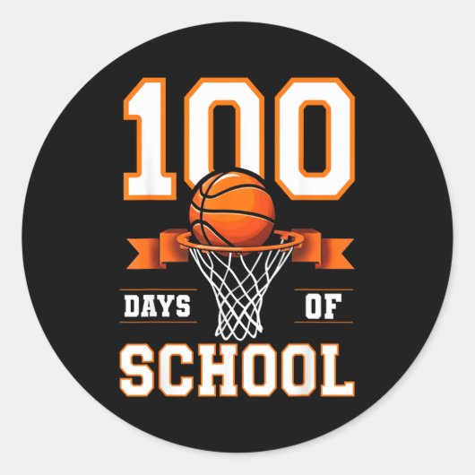 100th Day Of School Basketball Kids 100 Days Of Sc Runder Aufkleber (Vorderseite)