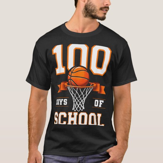 100th Day Of School Basketball Kids 100 Days Of Sc T-Shirt (Vorderseite)