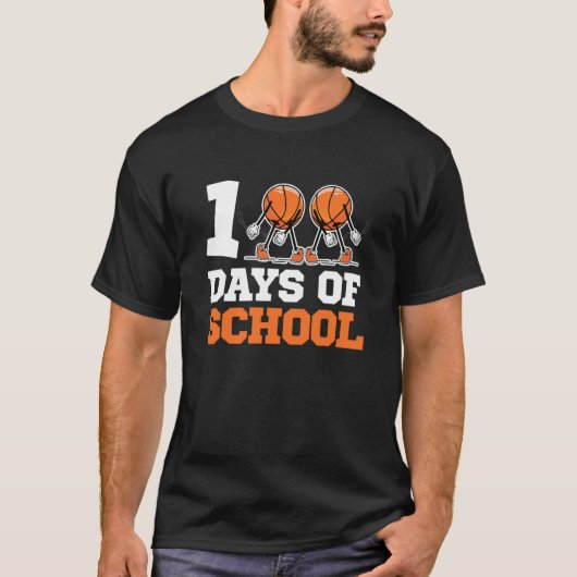 100th Day of School Basketball Kids 100 Days Of Sc T-Shirt (Vorderseite)