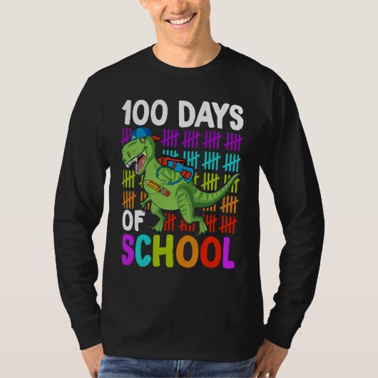 100th Day of School Boys Kids Dino 100 Days Dinosa T-Shirt (Vorderseite)