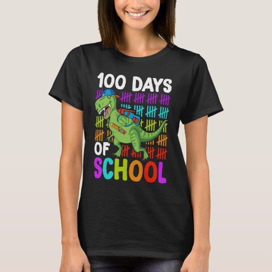 100th Day of School Boys Kids Dino 100 Days Dinosa T-Shirt (Vorderseite)