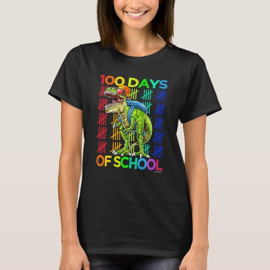 100th Day of School Boys Kids Happy 100 Days Dinos T-Shirt (Vorderseite)