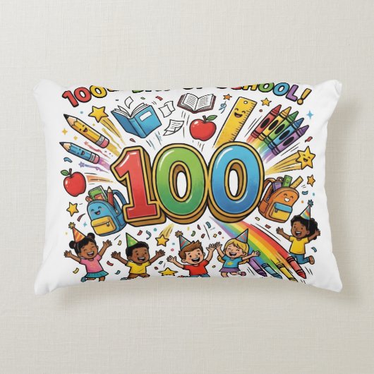100th Day of School Colorful Celebration Design – Dekokissen (Vorderseite)