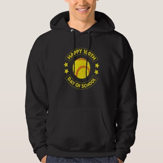100th Day Of School Cool Baseball Softball Player Hoodie (Vorderseite)