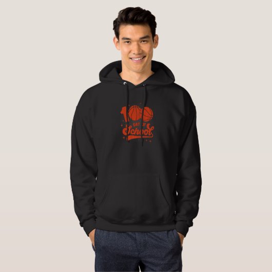100th Day Of School Cool Basketball Player Premium Hoodie (Vorne ganz)