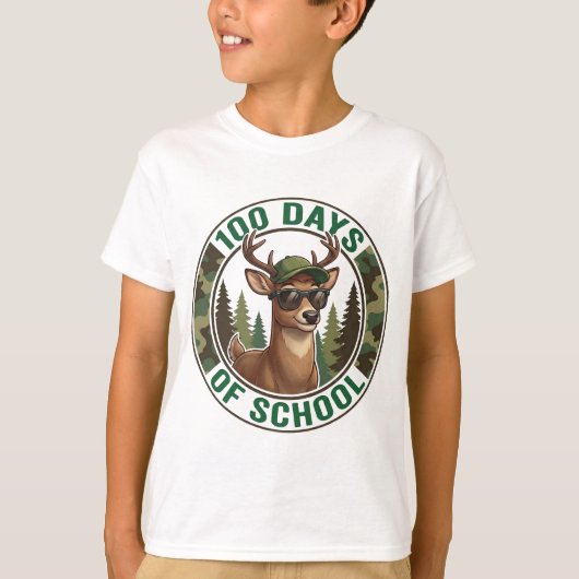 100th Day of School Cute Buck Deer Camo T-Shirt (Vorderseite)