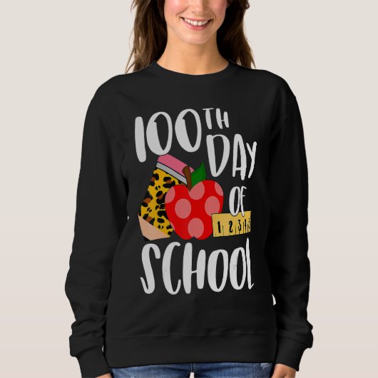 100th Day Of School Cute Colorful School Stationer Sweatshirt (Vorderseite)