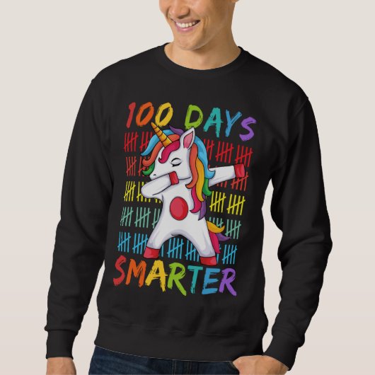 100th Day of School Dabbing Unicorn 100 Days Smart Sweatshirt (Vorderseite)