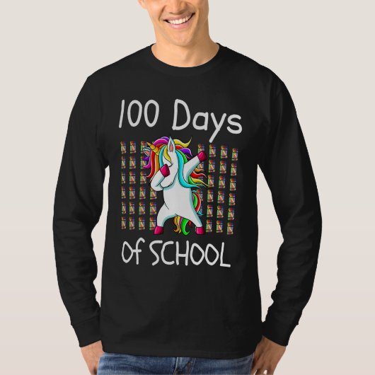 100th Day of School Dabbing Unicorn Teacher Kids 1 T-Shirt (Vorderseite)
