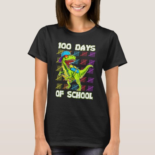 100th Day Of School Dino Kids Happy 100 Days Dinos T-Shirt (Vorderseite)