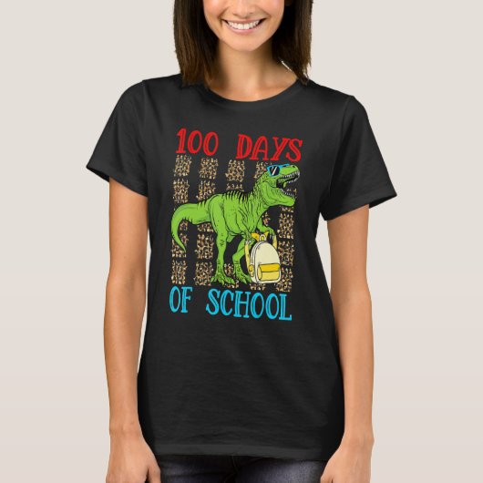 100th Day of School Dino Kids Happy 100 Days Dinos T-Shirt (Vorderseite)