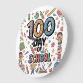 100th Day of School Fun T-Shirt | Colorful Kids &  Große Wanduhr (Winkel)