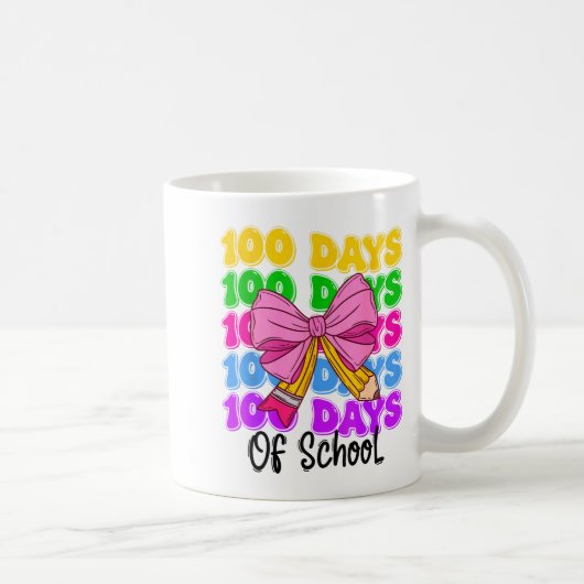 100th Day Of School Girls Coquette Bow Teachers Ki Kaffeetasse (Rechts)