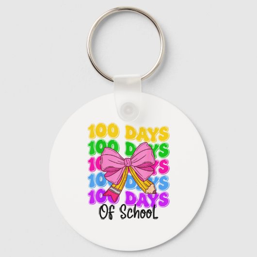 100th Day Of School Girls Coquette Bow Teachers Ki Schlüsselanhänger (Vorderseite)