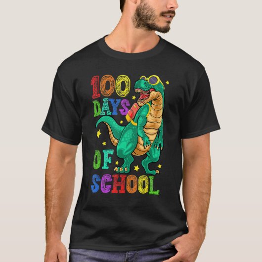 100th Day Of School Happy 100 Days Of School Dinos T-Shirt (Vorderseite)