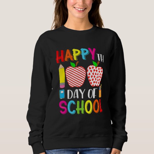 100th Day Of School Hearts Stripes Teacher And Stu Sweatshirt (Vorderseite)