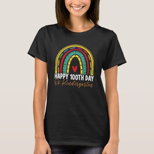 100th Day Of School Kindergarten Teacher Boho Rain T-Shirt (Vorderseite)