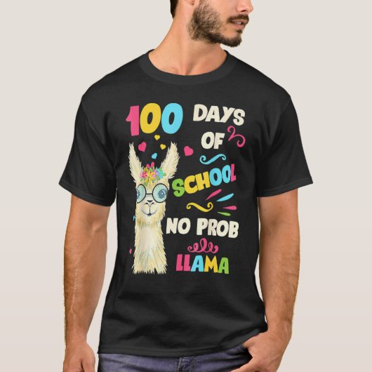 100th Day Of School No Prob Lama 100 Days Smarter  T-Shirt (Vorderseite)