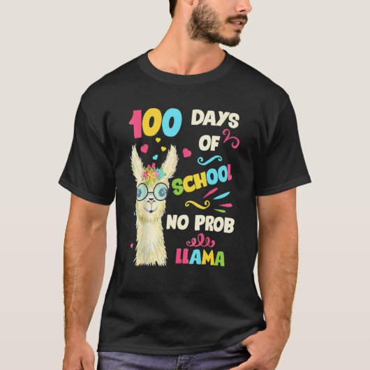 100th Day Of School No Prob Lama 100 Days Smarter T-Shirt (Vorderseite)
