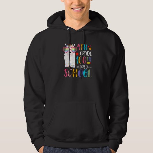 100th day of School No Prob Llama 100 Days Of 4th Hoodie (Vorderseite)