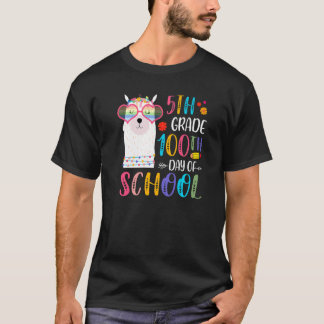 100th day of School No Prob Llama 100 Days Of 5th T-Shirt
