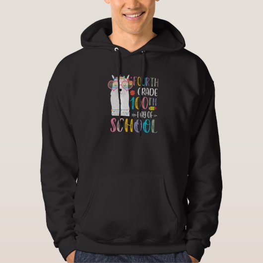 100th day of School No Prob Llama 100 Days Of Four Hoodie (Vorderseite)